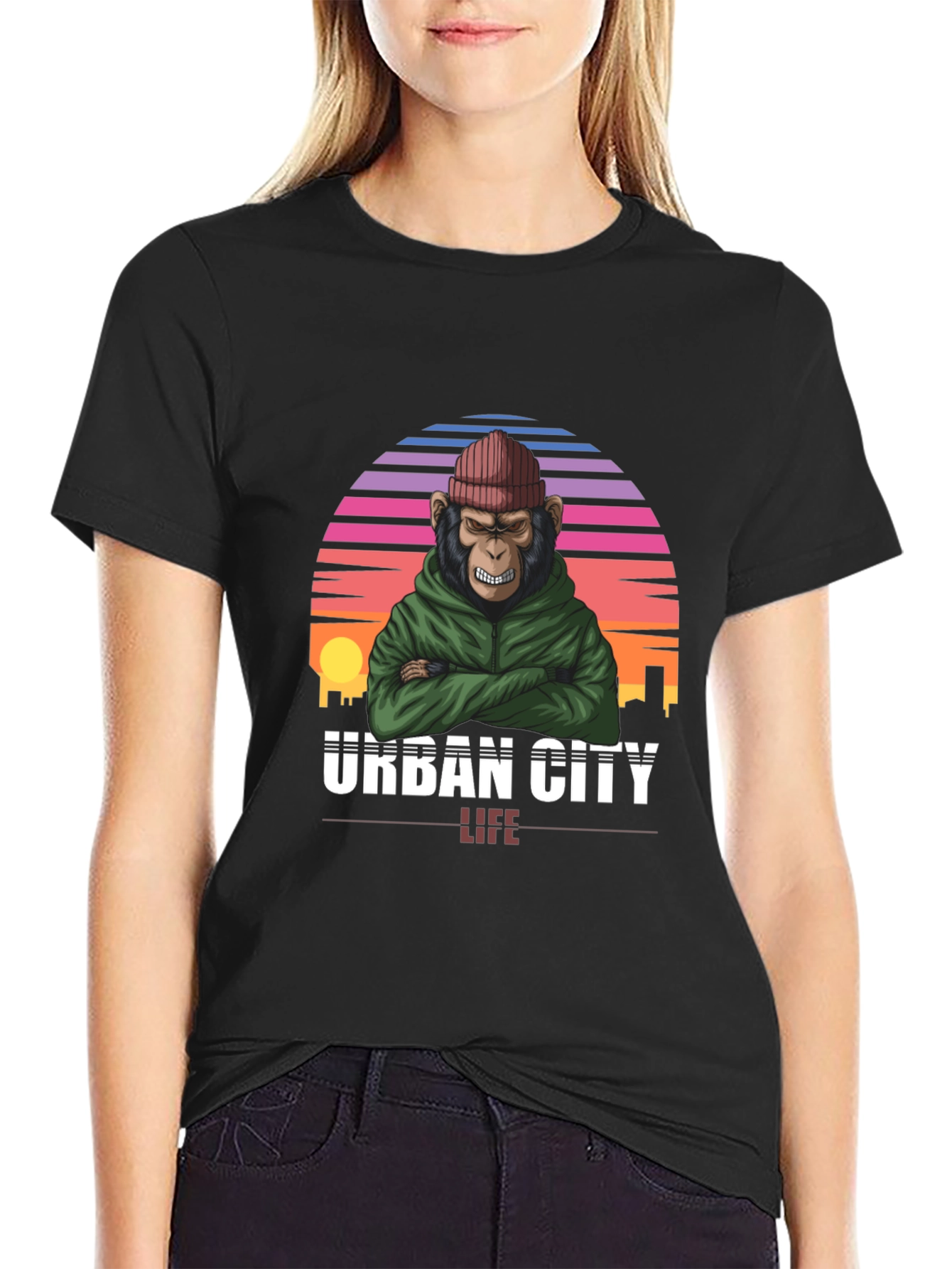 Camiseta Urbana con Estampado de Mono