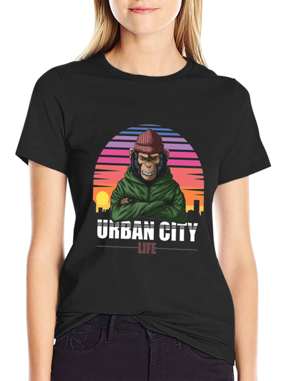 Camiseta Urbana con Estampado de Mono