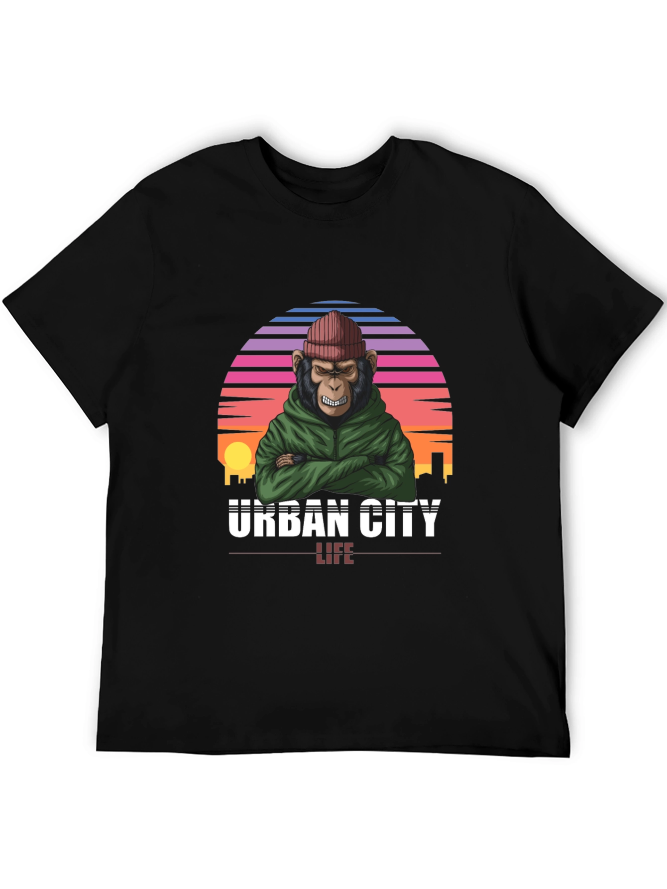 Camiseta Urbana con Estampado de Mono