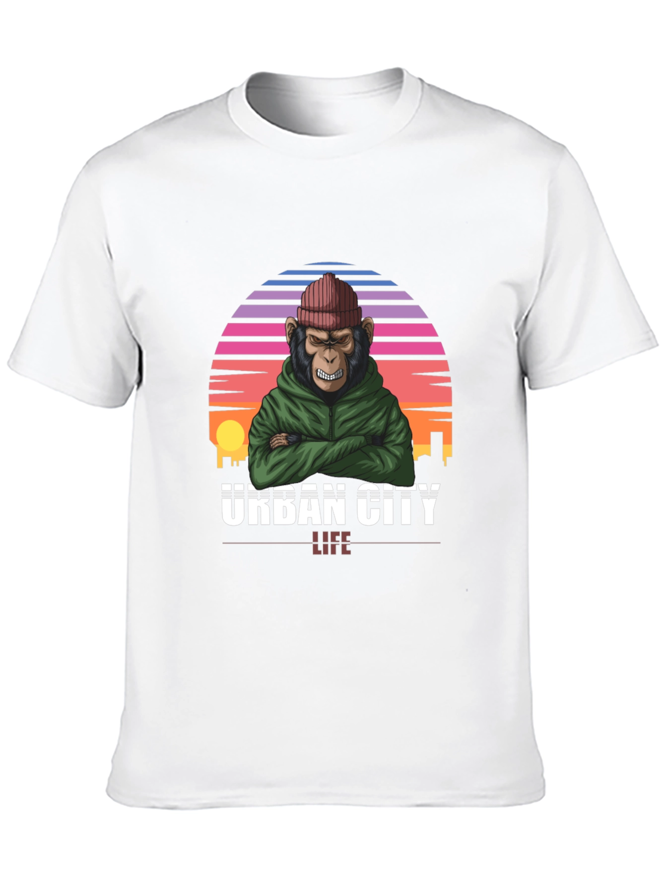 Camiseta Urbana con Estampado de Mono