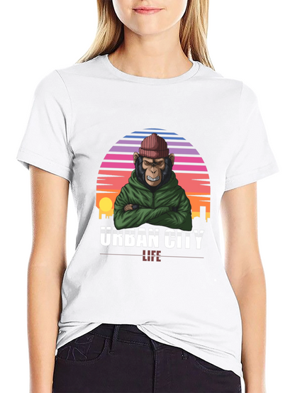 Camiseta Urbana con Estampado de Mono