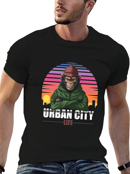 Camiseta Urbana con Estampado de Mono