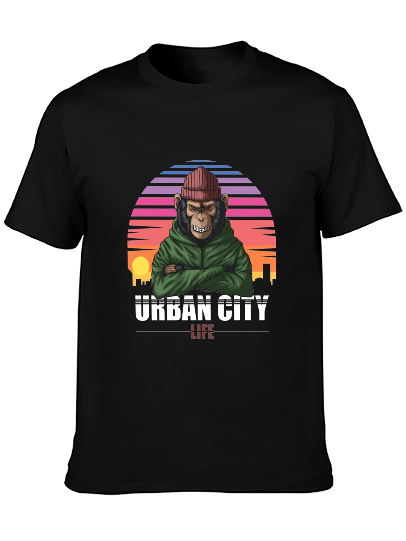 Camiseta Urbana con Estampado de Mono