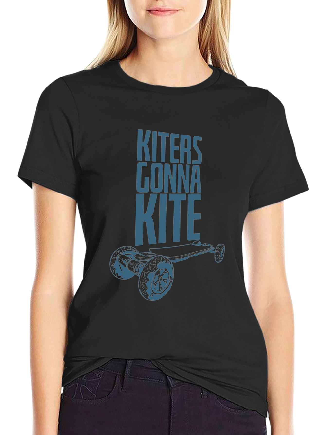 Camiseta Negra Kiters Gonna Kite para Amantes del Skate