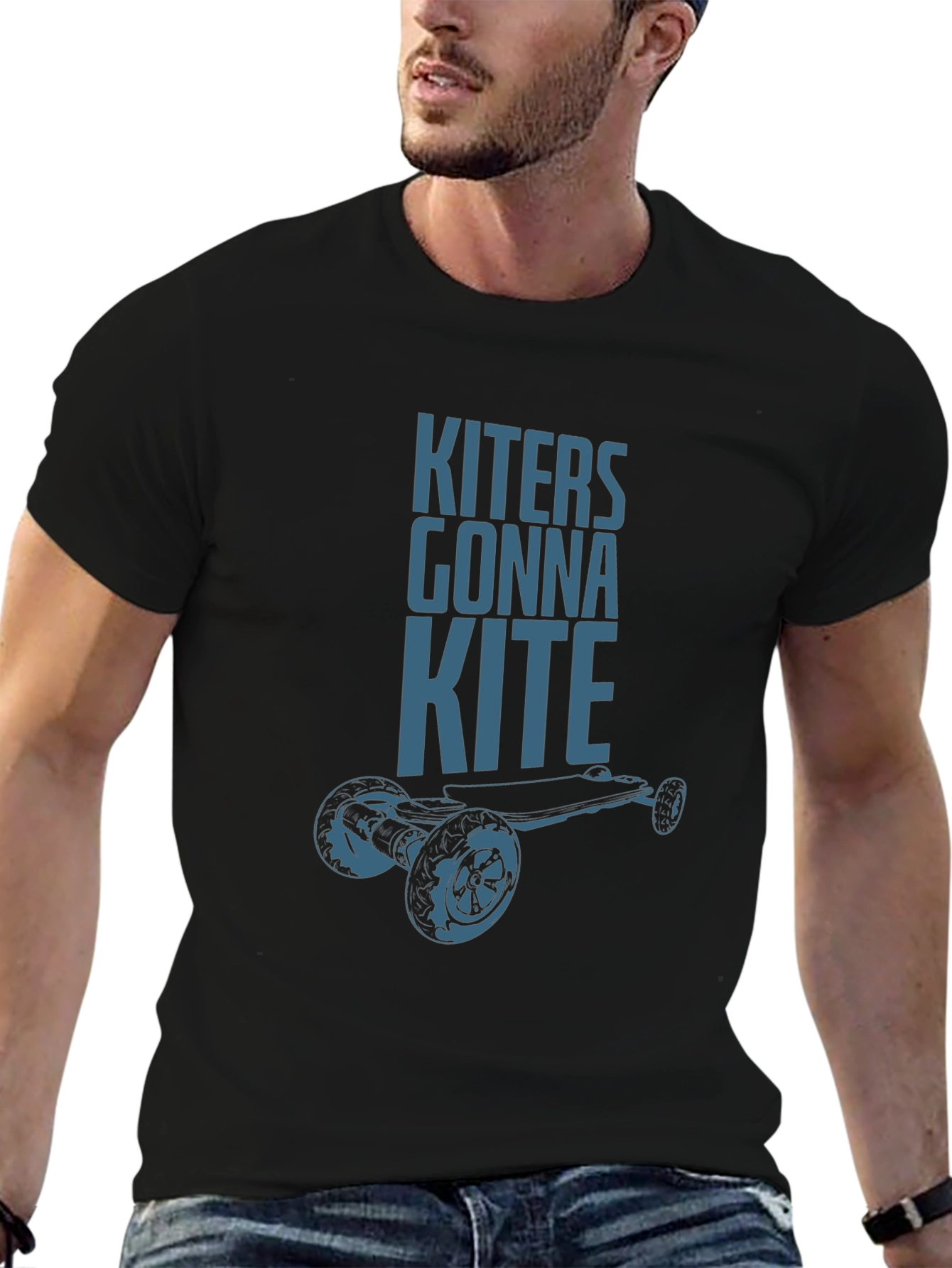 Camiseta Negra Kiters Gonna Kite para Amantes del Skate
