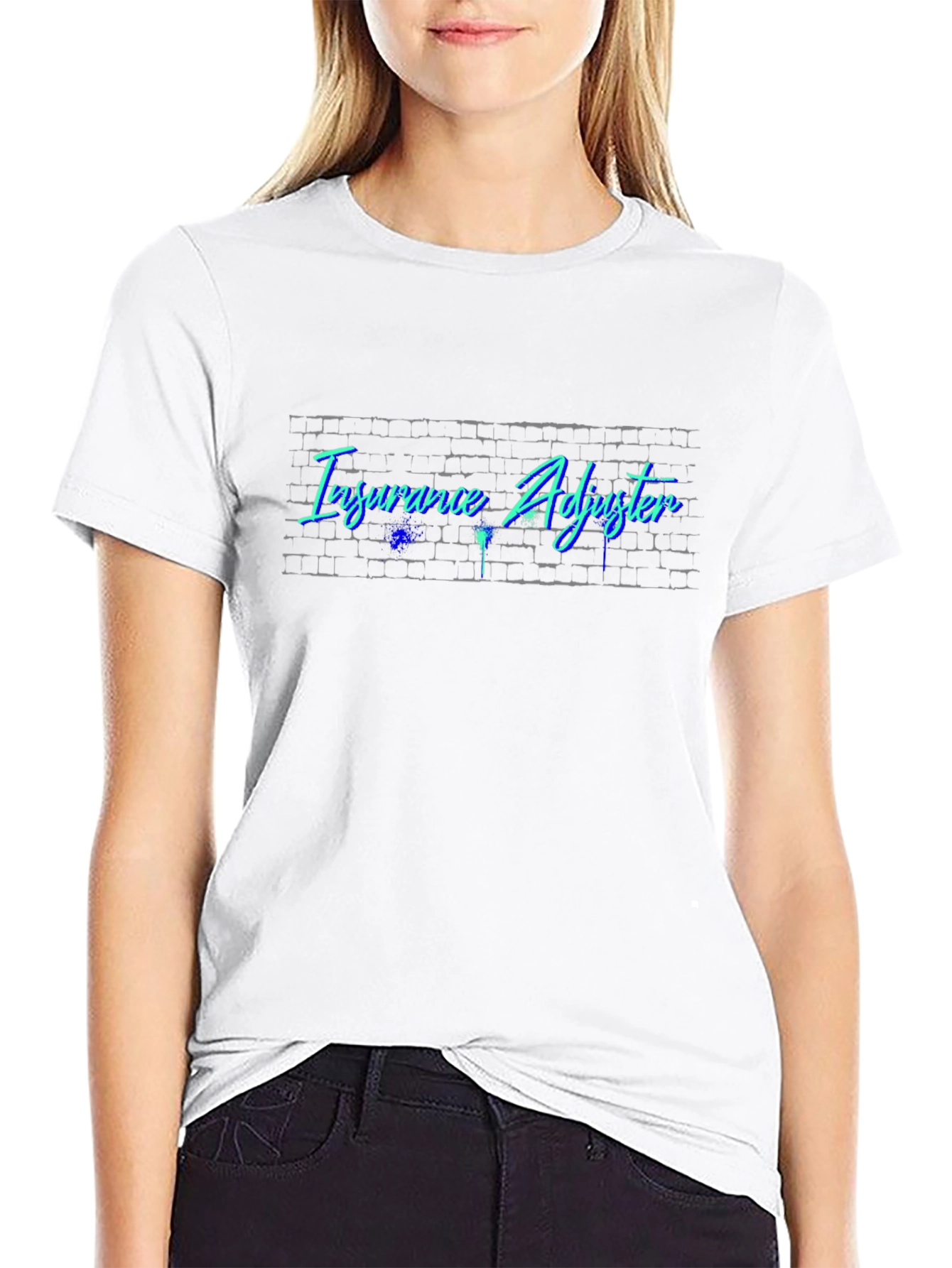 Camiseta Negra Ajustador de Seguros Diseño Neón