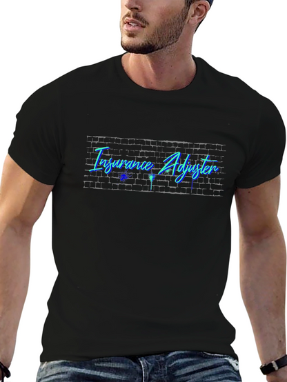 Camiseta Negra Ajustador de Seguros Diseño Neón