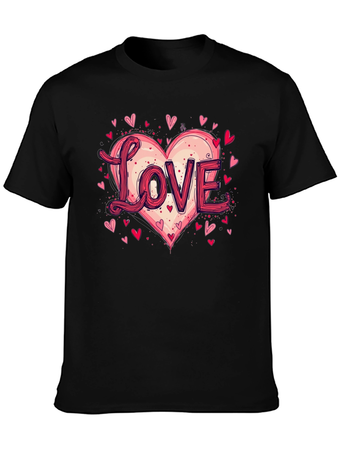 Camiseta Negra Love Corazón San Valentín