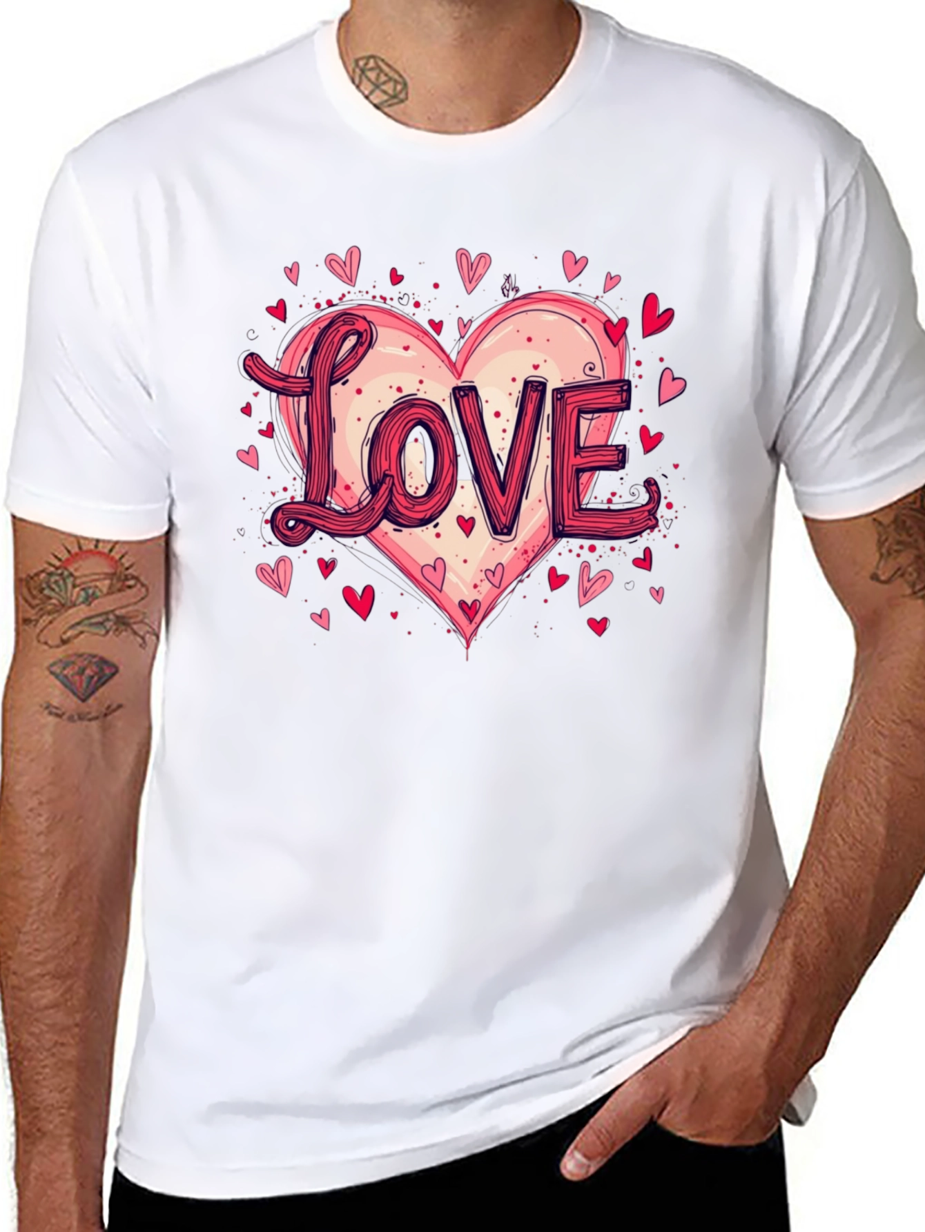 Camiseta Negra Love Corazón San Valentín