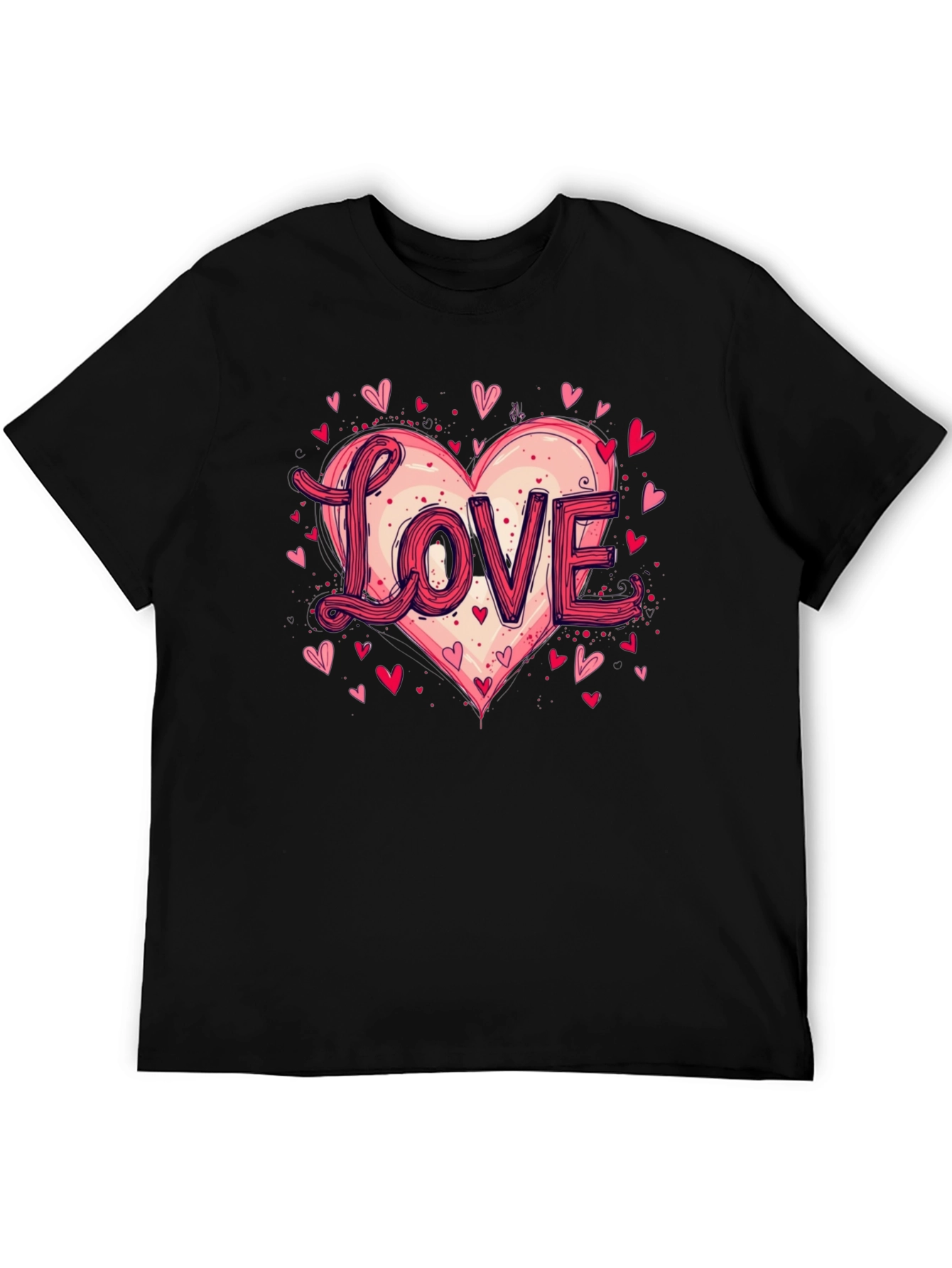 Camiseta Negra Love Corazón San Valentín