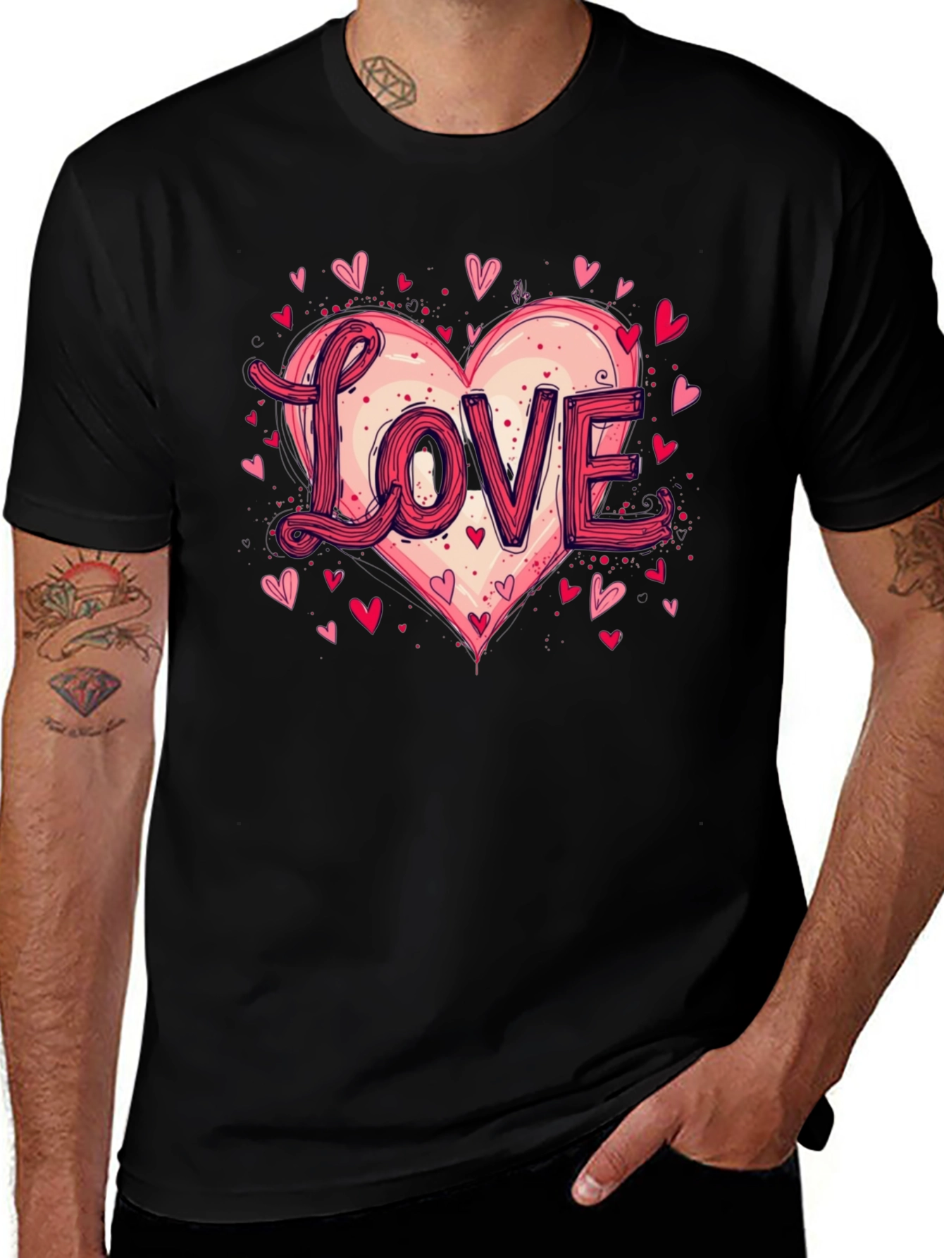 Camiseta Negra Love Corazón San Valentín