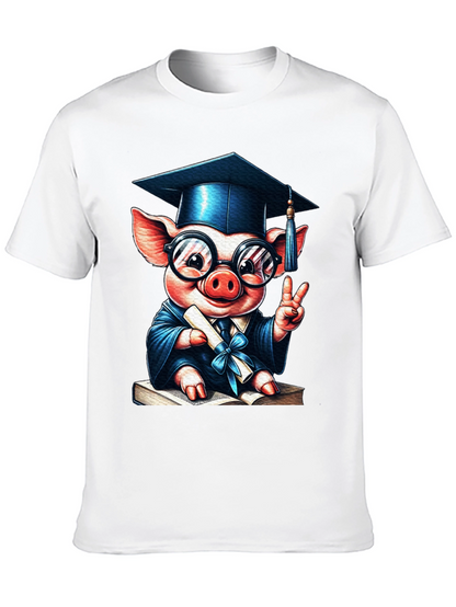 Camiseta Negra con Cerdo Graduado