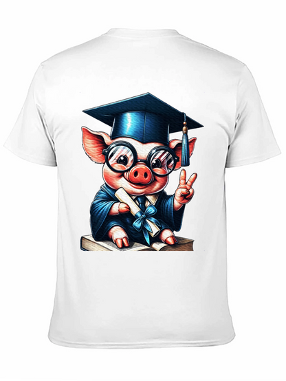 Camiseta Negra con Cerdo Graduado
