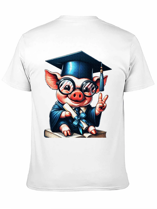 Camiseta Negra con Cerdo Graduado