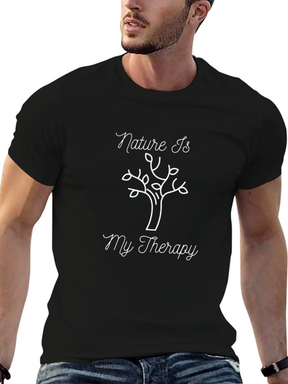 Camiseta Negra Nature Is My Therapy para Hombre