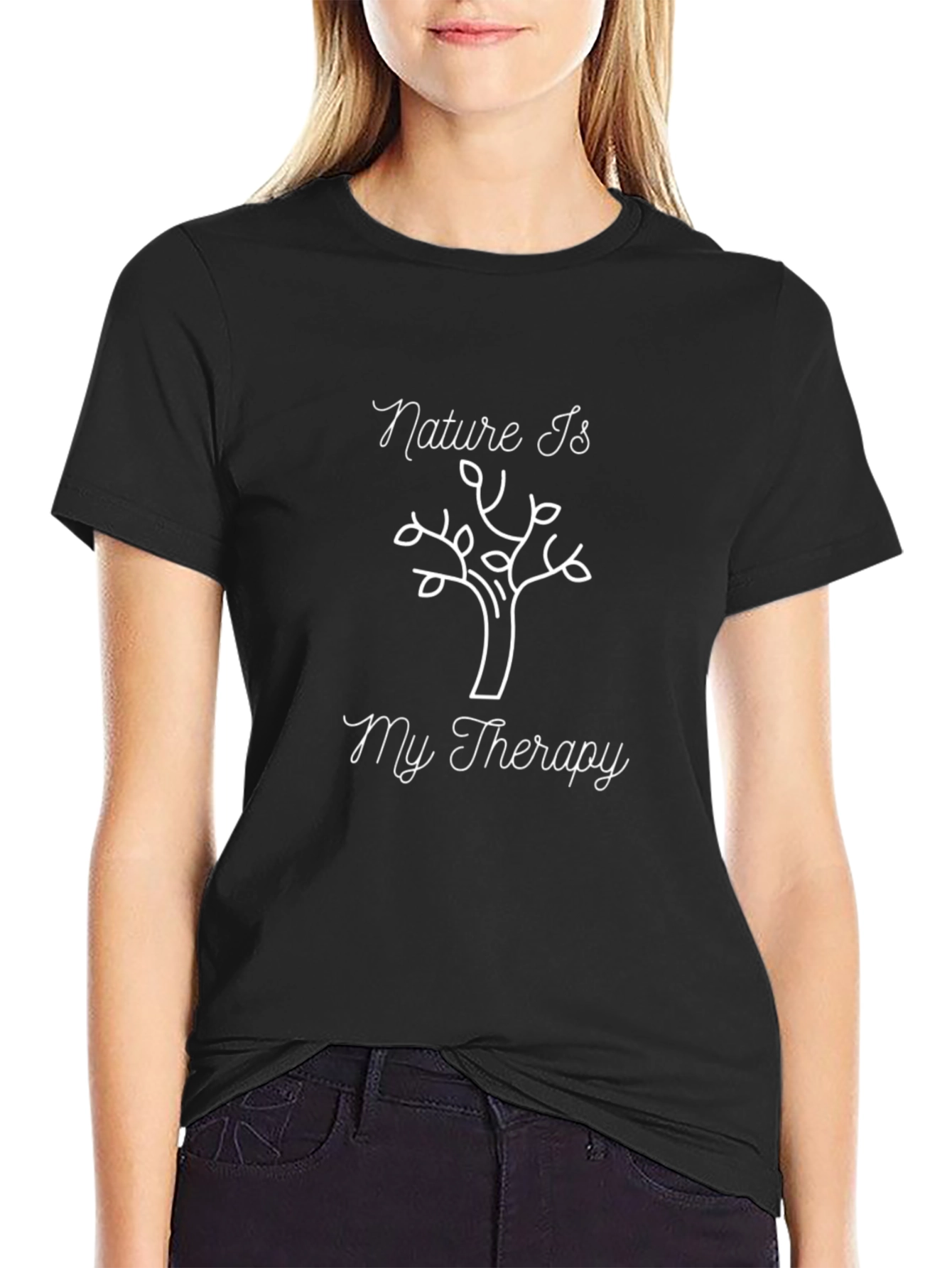 Camiseta Negra Nature Is My Therapy para Hombre