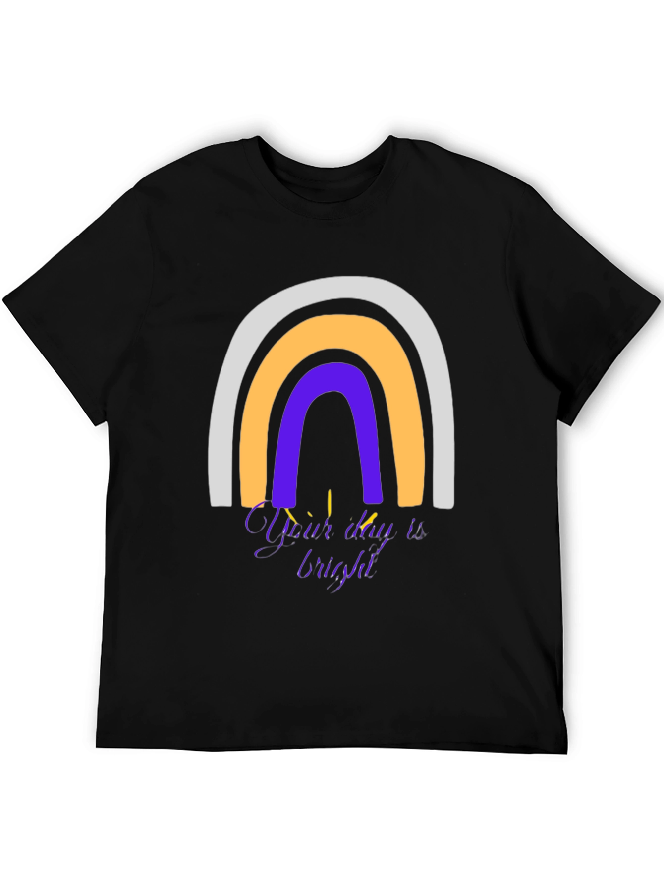 Camiseta Negra Arcoíris con Mensaje Inspirador