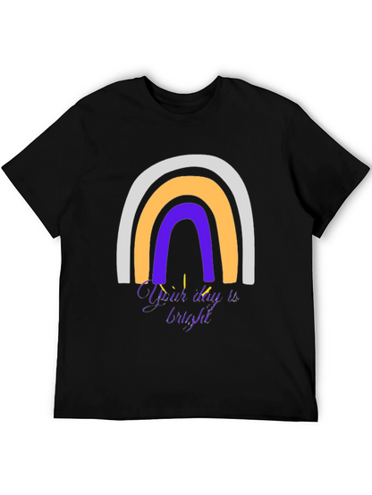 Camiseta Negra Arcoíris con Mensaje Inspirador