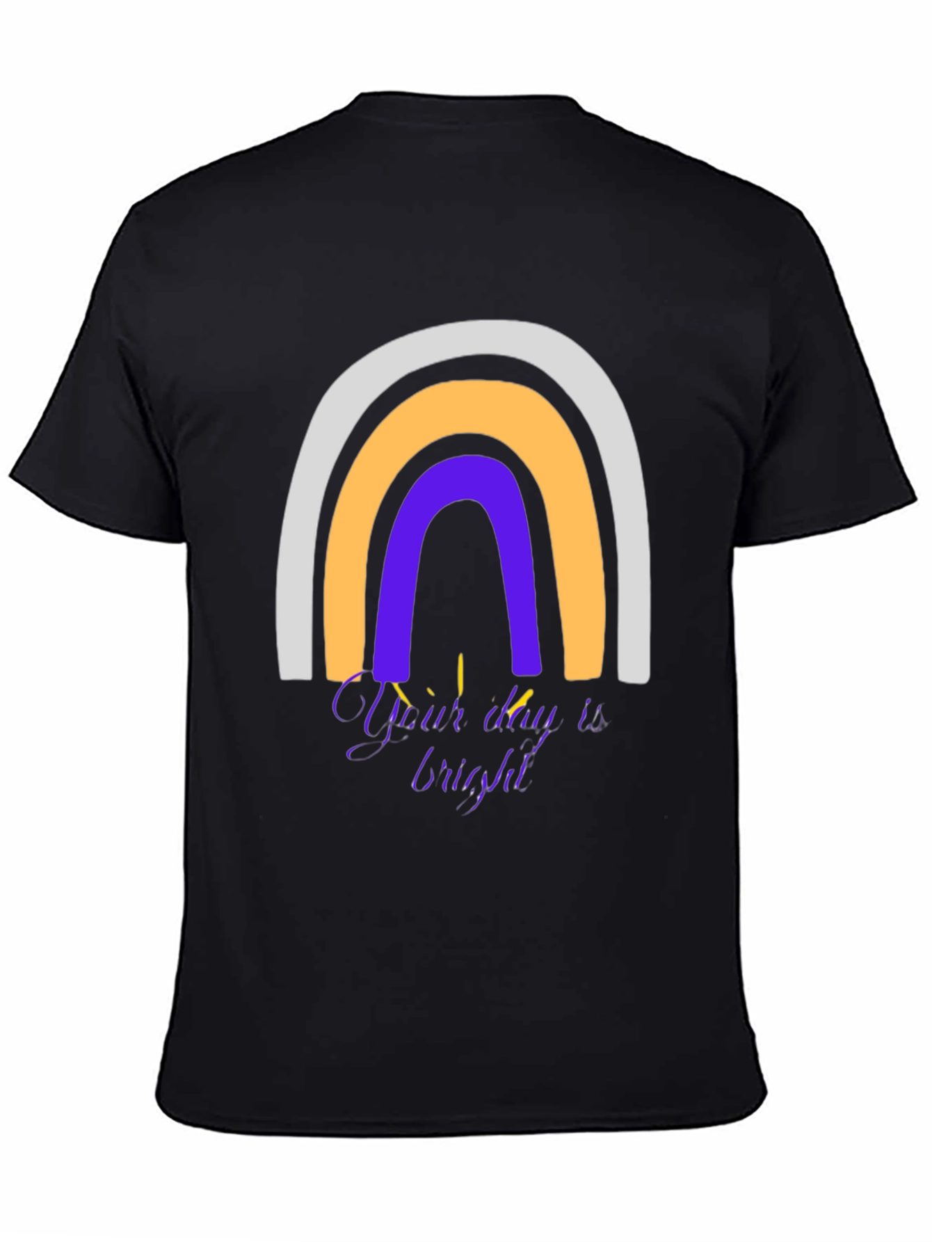 Camiseta Negra Arcoíris con Mensaje Inspirador