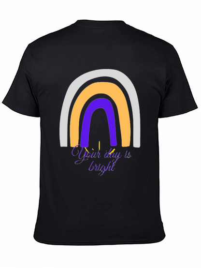 Camiseta Negra Arcoíris con Mensaje Inspirador