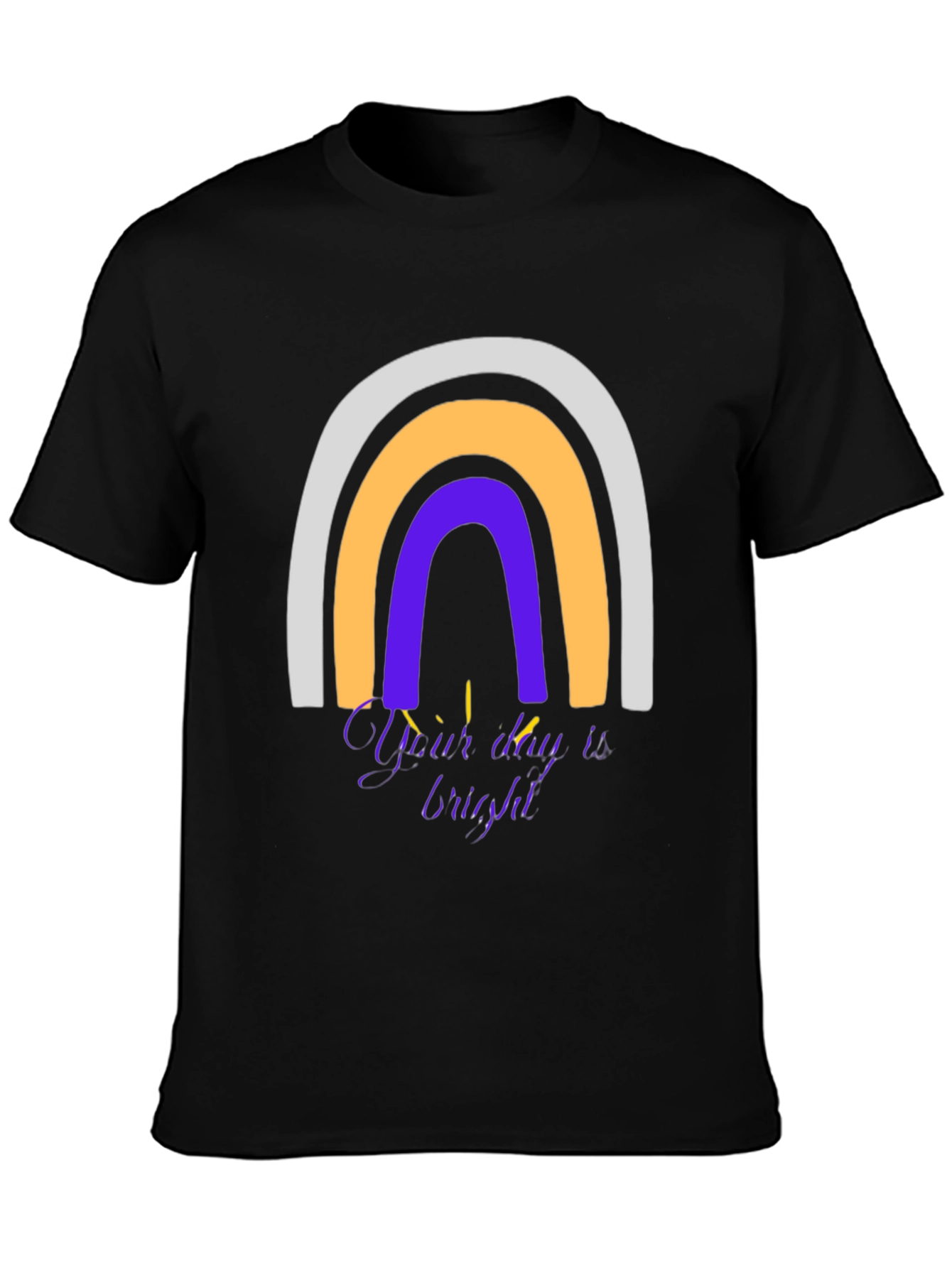 Camiseta Negra Arcoíris con Mensaje Inspirador