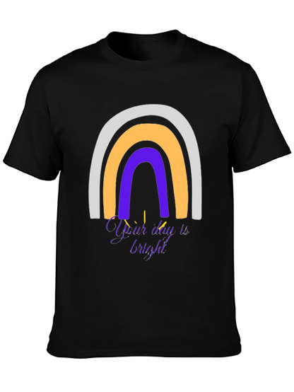 Camiseta Negra Arcoíris con Mensaje Inspirador
