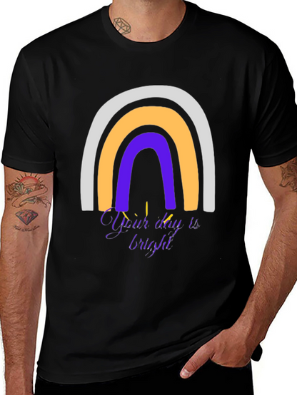 Camiseta Negra Arcoíris con Mensaje Inspirador