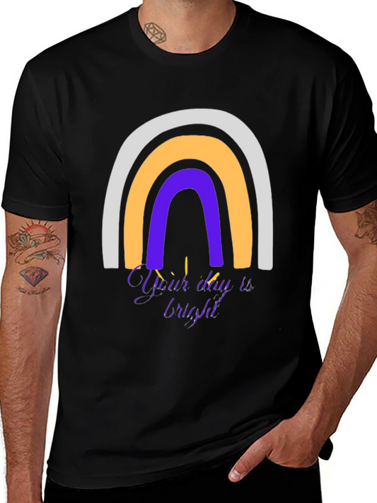 Camiseta Negra Arcoíris con Mensaje Inspirador