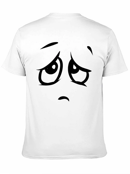 Camiseta Negra con Cara Triste de Dibujos Animados