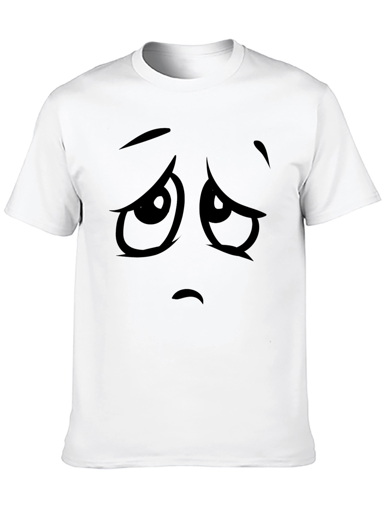 Camiseta Negra con Cara Triste de Dibujos Animados