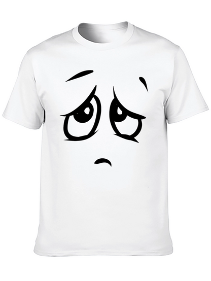 Camiseta Negra con Cara Triste de Dibujos Animados