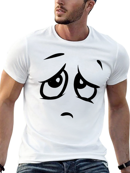 Camiseta Negra con Cara Triste de Dibujos Animados