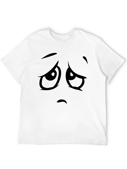 Camiseta Negra con Cara Triste de Dibujos Animados