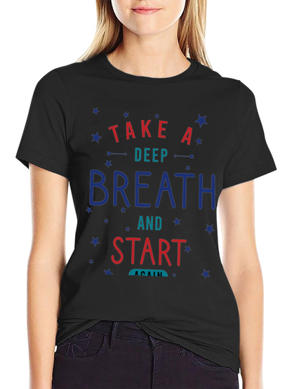 Camiseta Negra con Diseño Motivacional Respira y Comienza