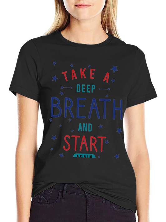 Camiseta Negra con Diseño Motivacional Respira y Comienza