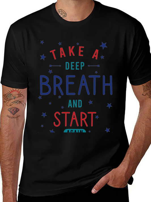 Camiseta Negra con Diseño Motivacional Respira y Comienza
