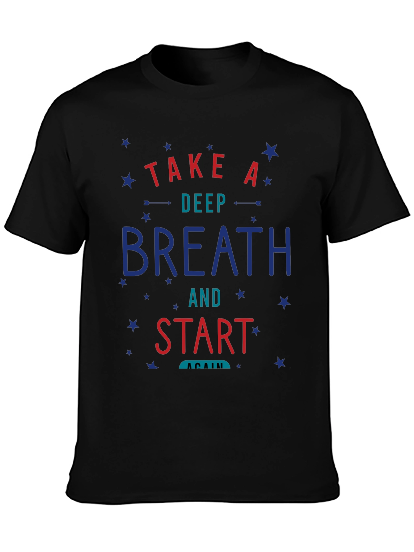 Camiseta Negra con Diseño Motivacional Respira y Comienza