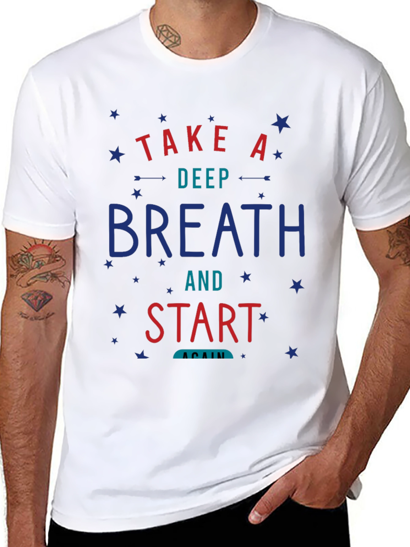 Camiseta Negra con Diseño Motivacional Respira y Comienza