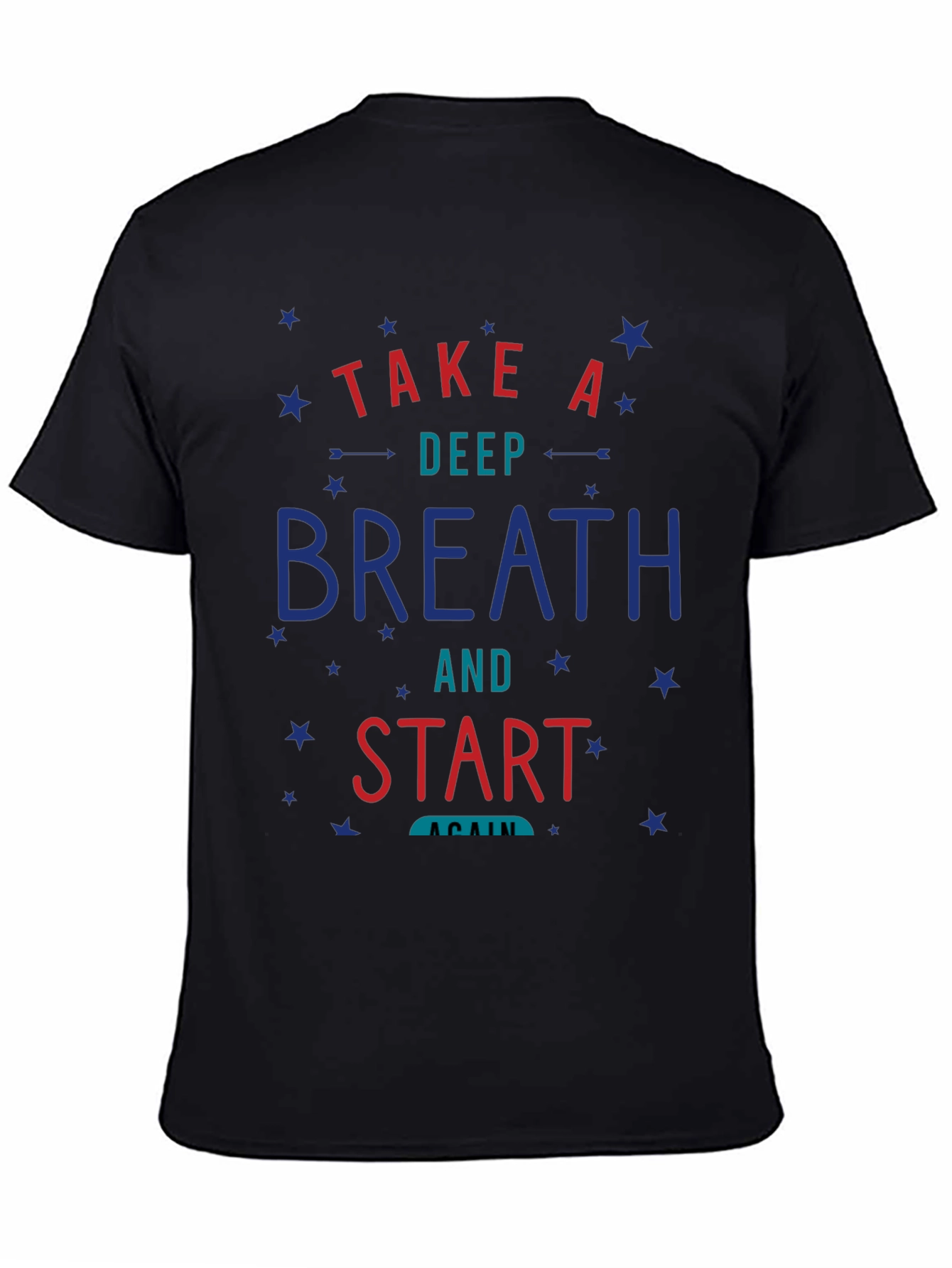 Camiseta Negra con Diseño Motivacional Respira y Comienza