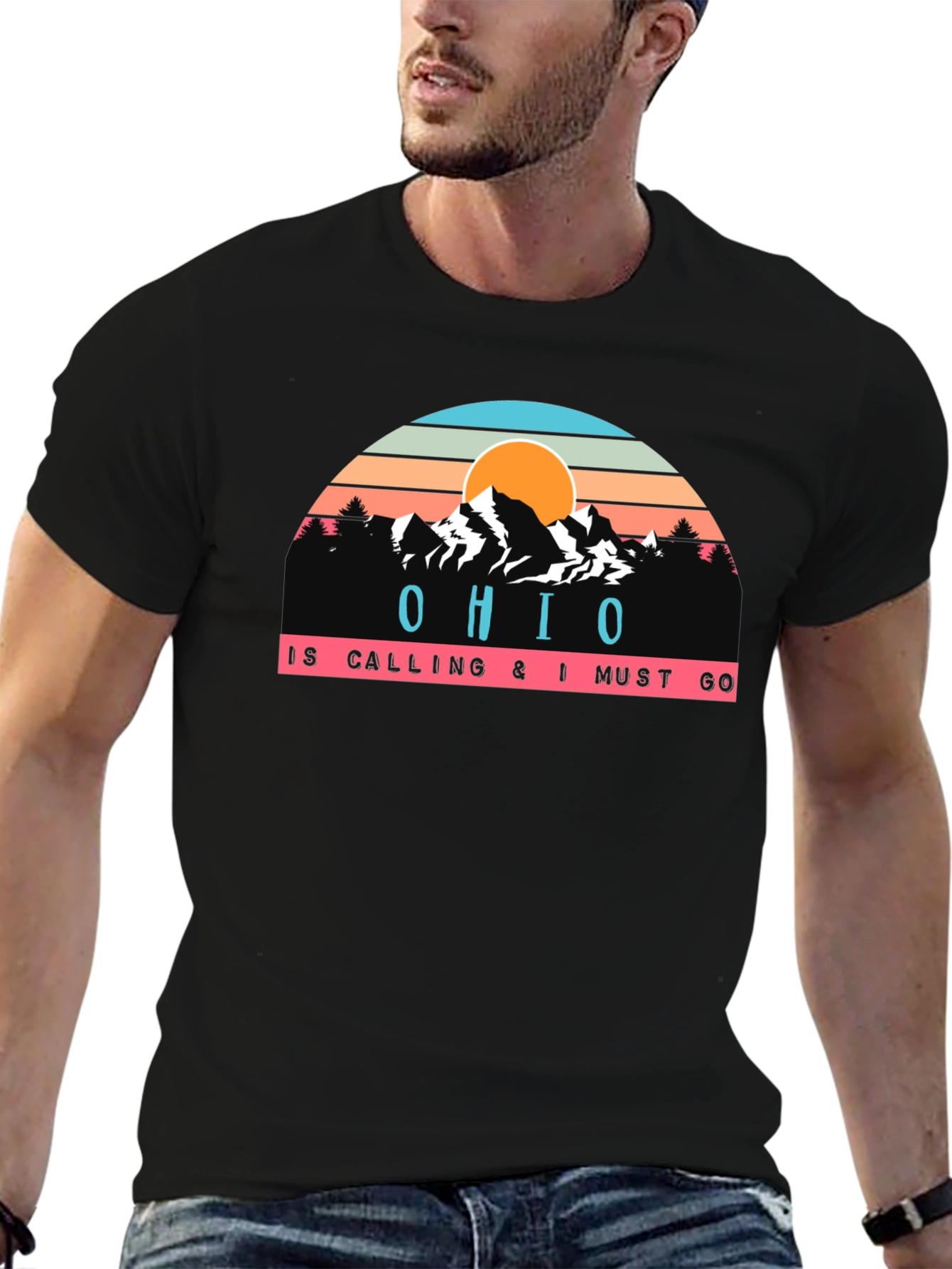 Camiseta Negra Ohio is Calling para Aventureros