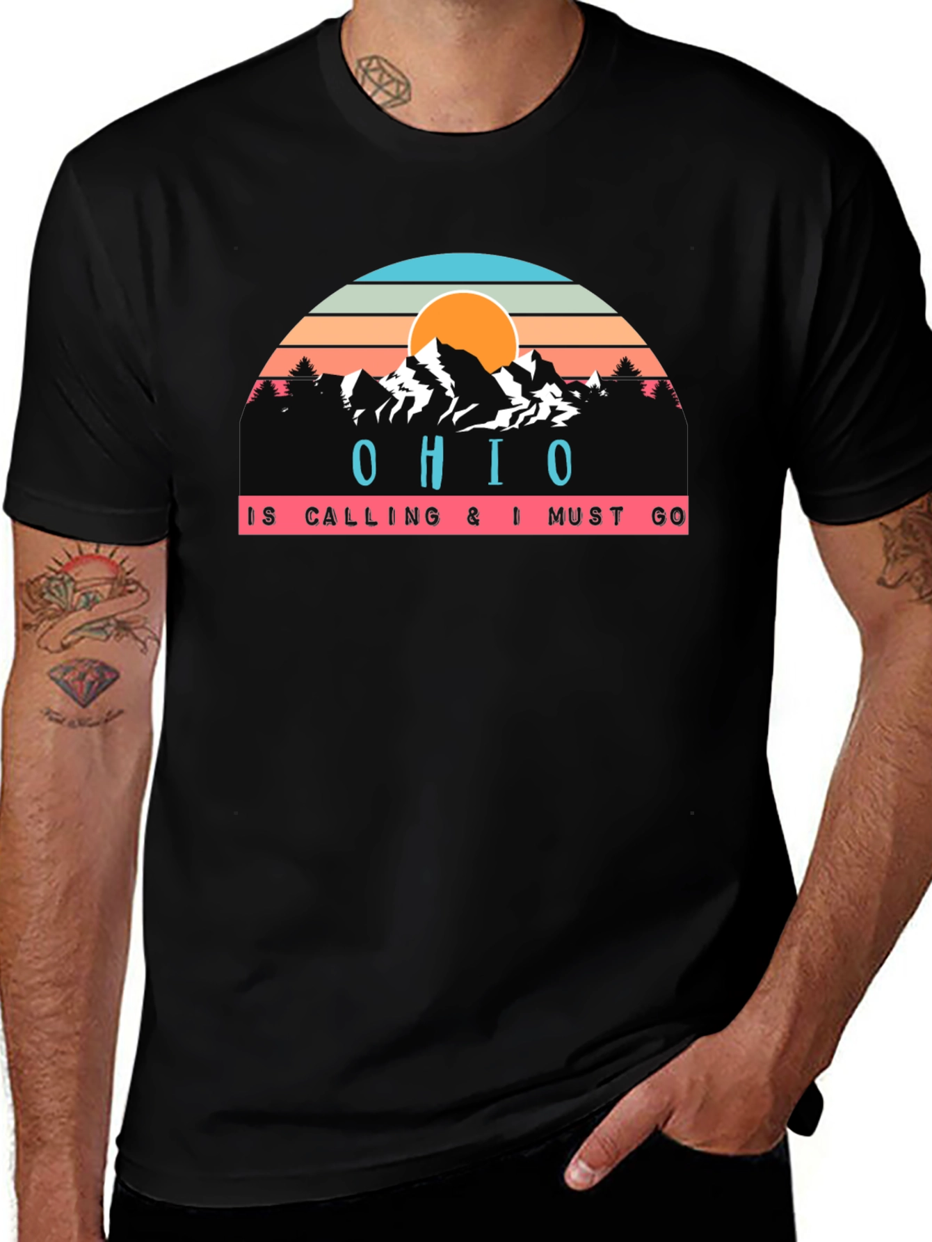 Camiseta Negra Ohio is Calling para Aventureros
