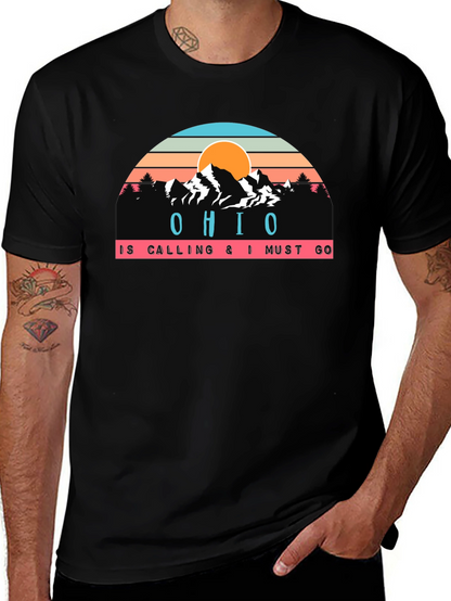 Camiseta Negra Ohio is Calling para Aventureros