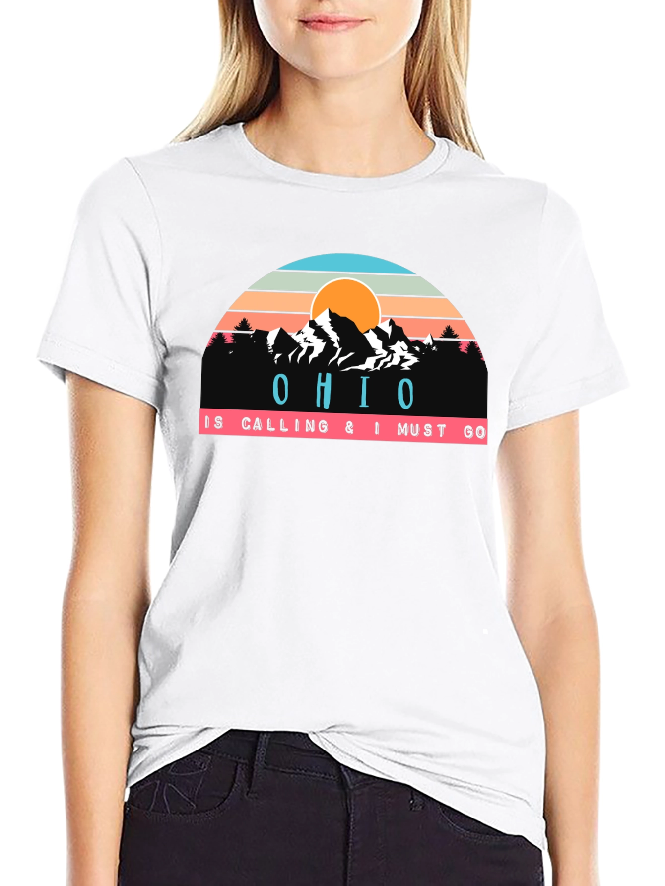 Camiseta Negra Ohio is Calling para Aventureros