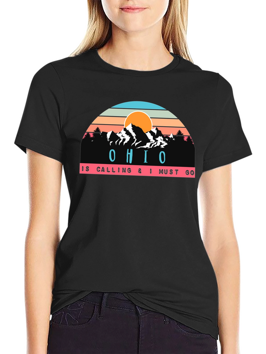 Camiseta Negra Ohio is Calling para Aventureros