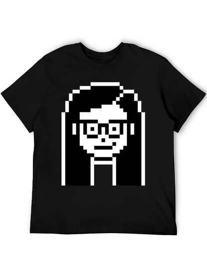 Camiseta Negra con Diseño Pixelado de Cara
