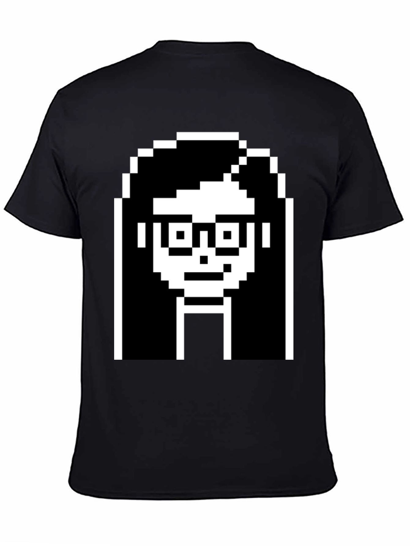 Camiseta Negra con Diseño Pixelado de Cara