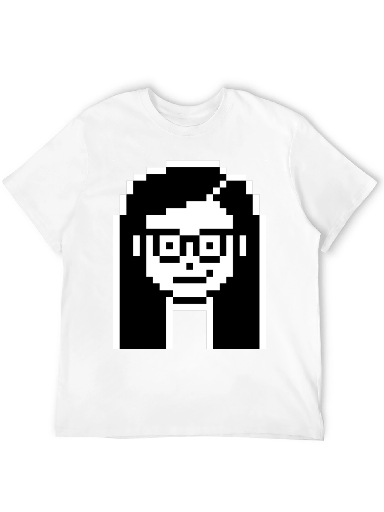 Camiseta Negra con Diseño Pixelado de Cara