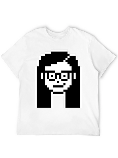 Camiseta Negra con Diseño Pixelado de Cara