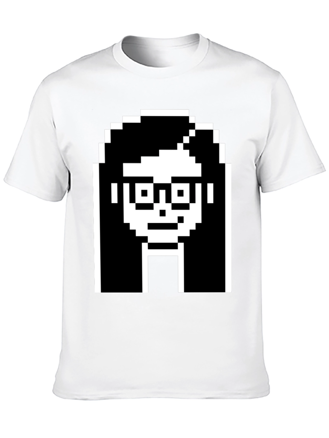 Camiseta Negra con Diseño Pixelado de Cara