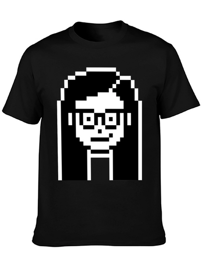 Camiseta Negra con Diseño Pixelado de Cara